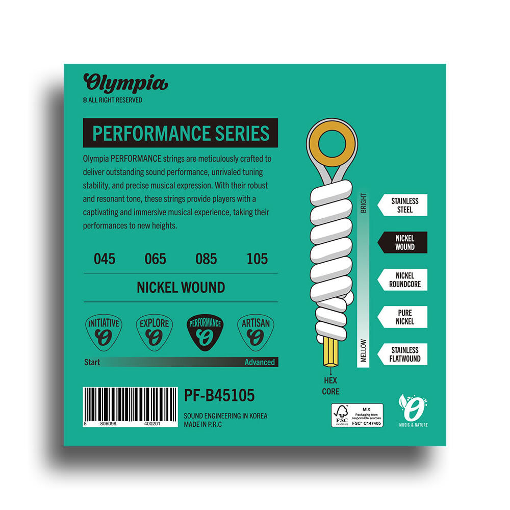 Olympia Performance Series Light Top Medium Bottom Electric Bass String Set (45-105)