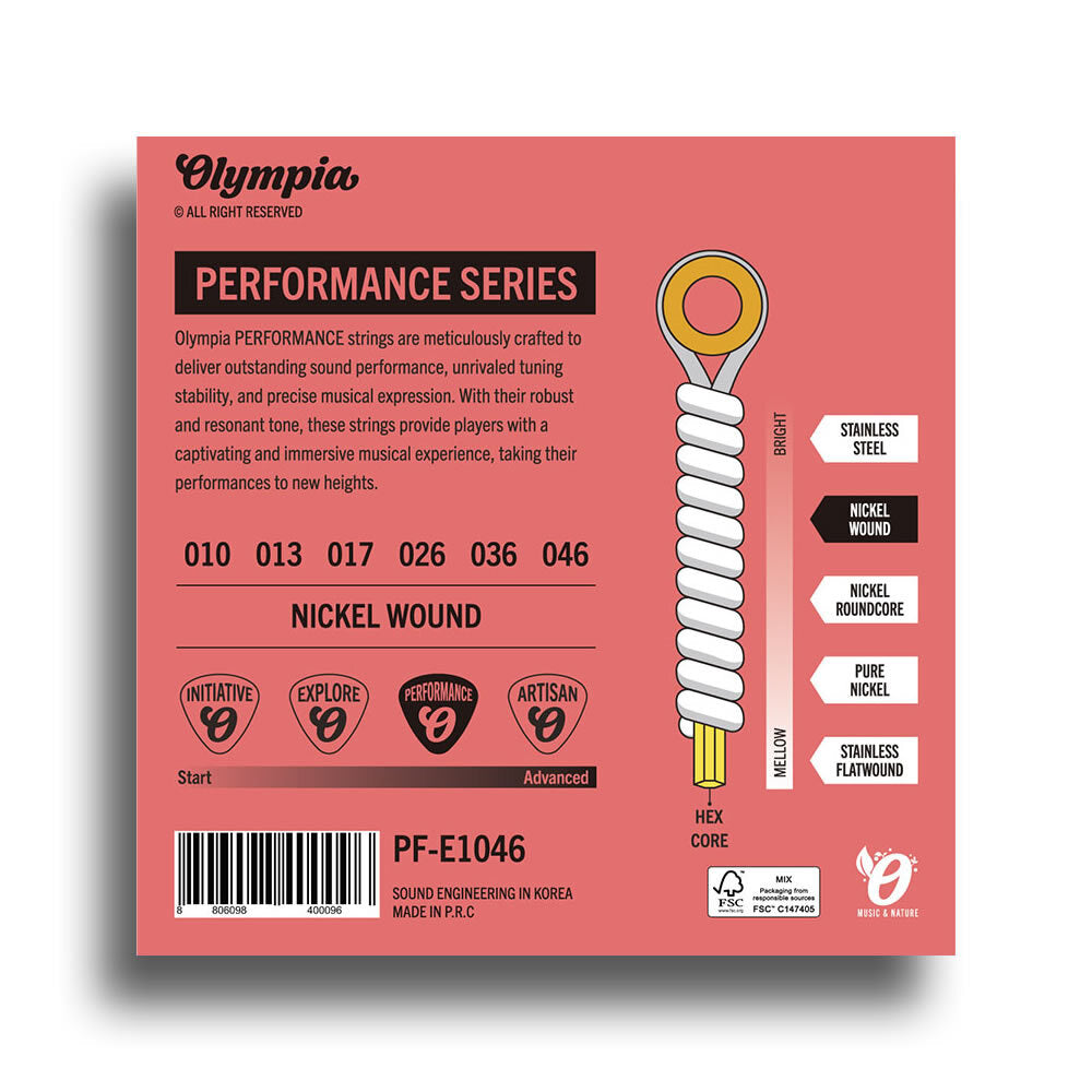 Olympia Performance Series Light Electric Guitar String Set (10-46)
