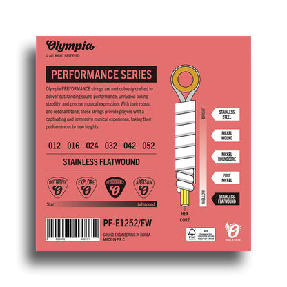 Olympia Performance Series Light Flat-Wound Electric Guitar String Set (12-52)