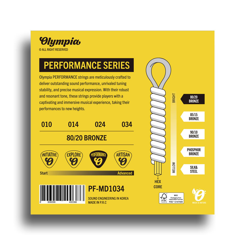 Olympia Performance Series Light Loop-End Mandolin String Set (10-34)