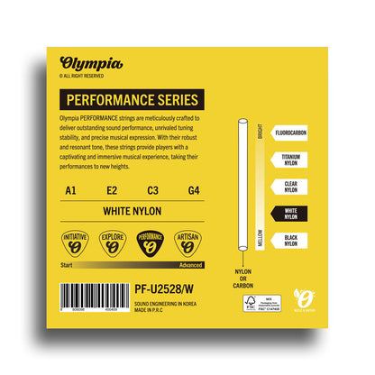 Olympia OLPFUU2528W Performance Series White Nylon Soprano/Concert Ukulele String Set