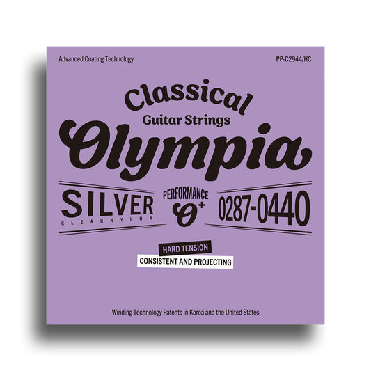Olympia OLPPC2944HC Performance Plus Series Coated Classical Nylon/Silver Hard Tension String Set (29-44)