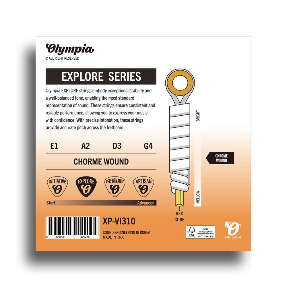 Olympia Explore Series Medium Tension Flat-Wound Violin String Set (4/4)