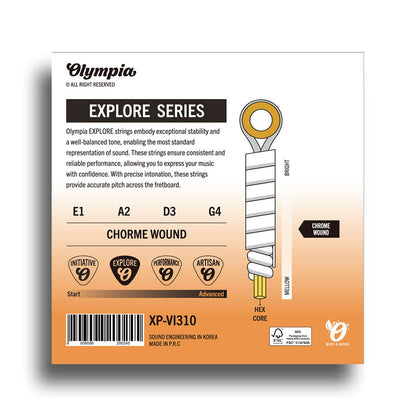 Olympia Explore Series Medium Tension Flat-Wound Violin String Set (4/4)