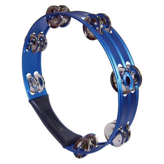 Opus Percussion OPMM14HBLUE 10" Tambourine with Double-Row Jingles in Blue