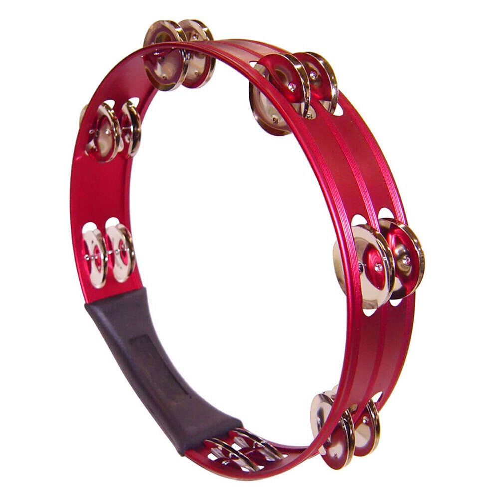 Opus Percussion OPMM14HRED 10" Tambourine with Double-Row Jingles in Red