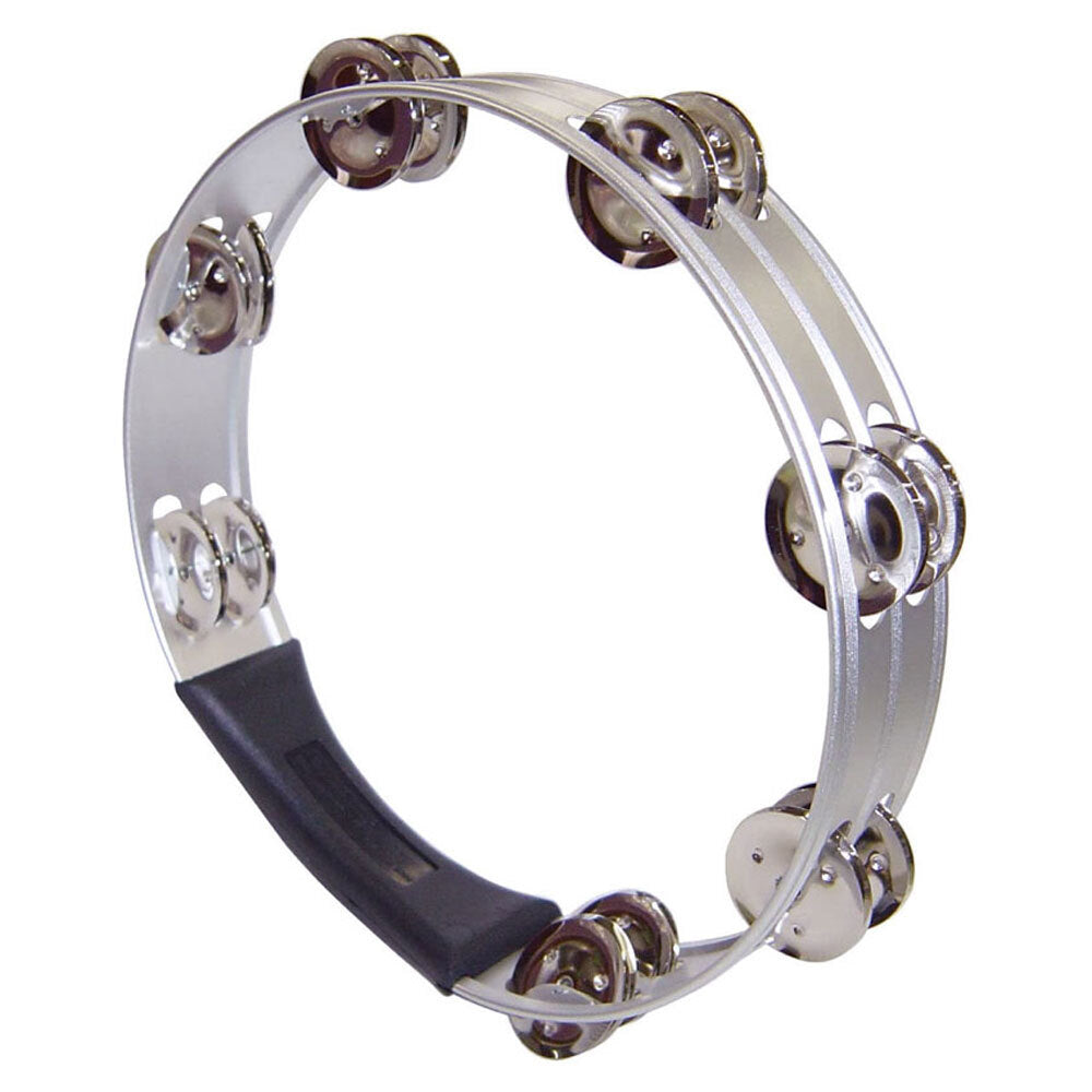 Opus Percussion OPMM14HSILV 10" Tambourine with Double-Row Jingles in Silver