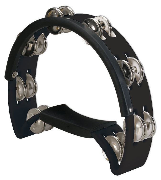 Opus Percussion OPPT81NP Power Tambourine with Double-Row Jingles & Striking Edge in Black