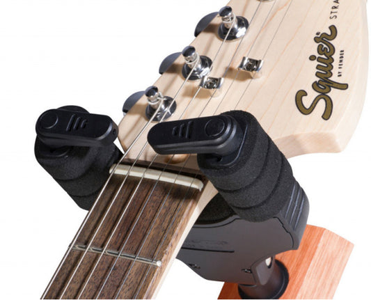 On Stage Straight Facing Locking Wall-Mount Guitar Hanger with Wood Base