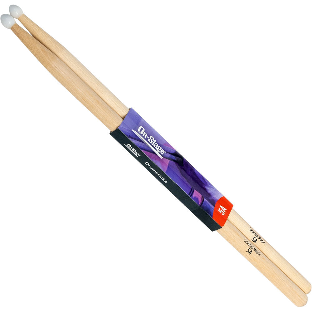 On Stage OSMN5A 5A Maple Drum Sticks with Nylon Tip (1-Pair)