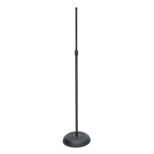 On Stage Straight Mic Stand with Weighted Round Base in Black