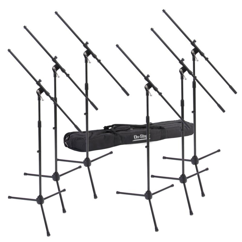 On Stage OSMSP7706 6-Pack Microphone Boom Stands with Bag