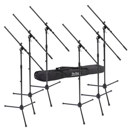 On Stage OSMSP7706 6-Pack Microphone Boom Stands with Bag