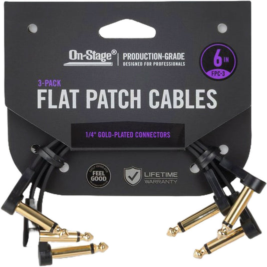 On Stage OSPROFPC3 6" Production-Grade Flat Patch Cables (3-Pack)