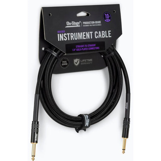 On Stage 10ft Production-Grade Braided Instrument Cable (1/4" Straight - 1/4" Straight)