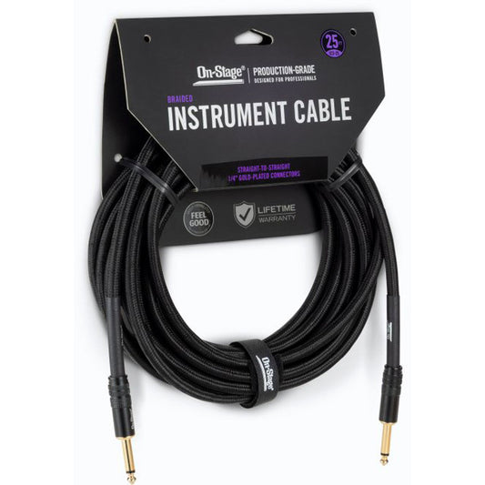 On Stage 25ft Production-Grade Braided Instrument Cable (1/4" Straight - 1/4" Straight)