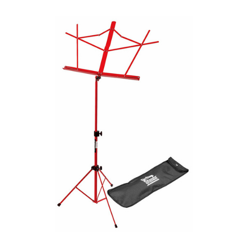 On Stage OSSM7122RB Compact Sheet Music Stand in Red with Bag