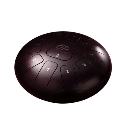 pus Percussion 12" Metal 11-Note Standard Carves Style Tongue Drum in Chestnut