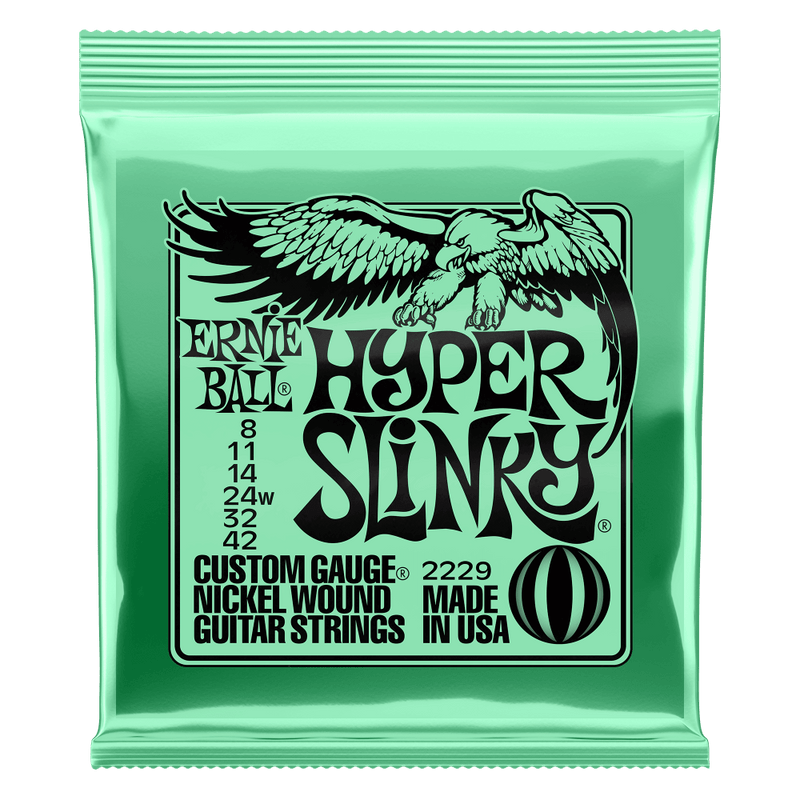 Ernie Ball Nickel Wound Electric Guitar Strings P02229 Hyper Slinky (8-42)