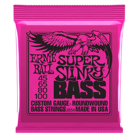 Ernie Ball P02834 Super Slinky Nickel Wound Electric Bass Guitar Strings - 45-100 Gauge