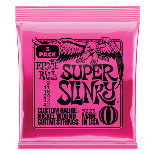 Ernie Ball Nickel Wound Electric Guitar Strings P03223 Super Slinky (09-42) (3 Pack)