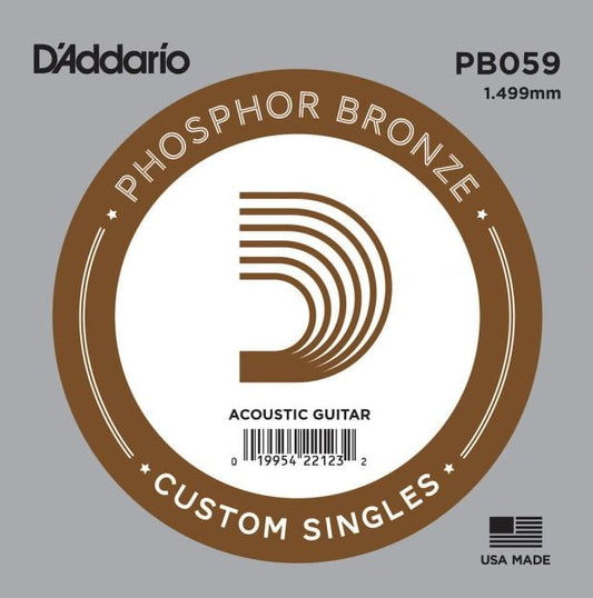 D'Addario PB059 .059 Phosphor Bronze Wound Acoustic Guitar Single String