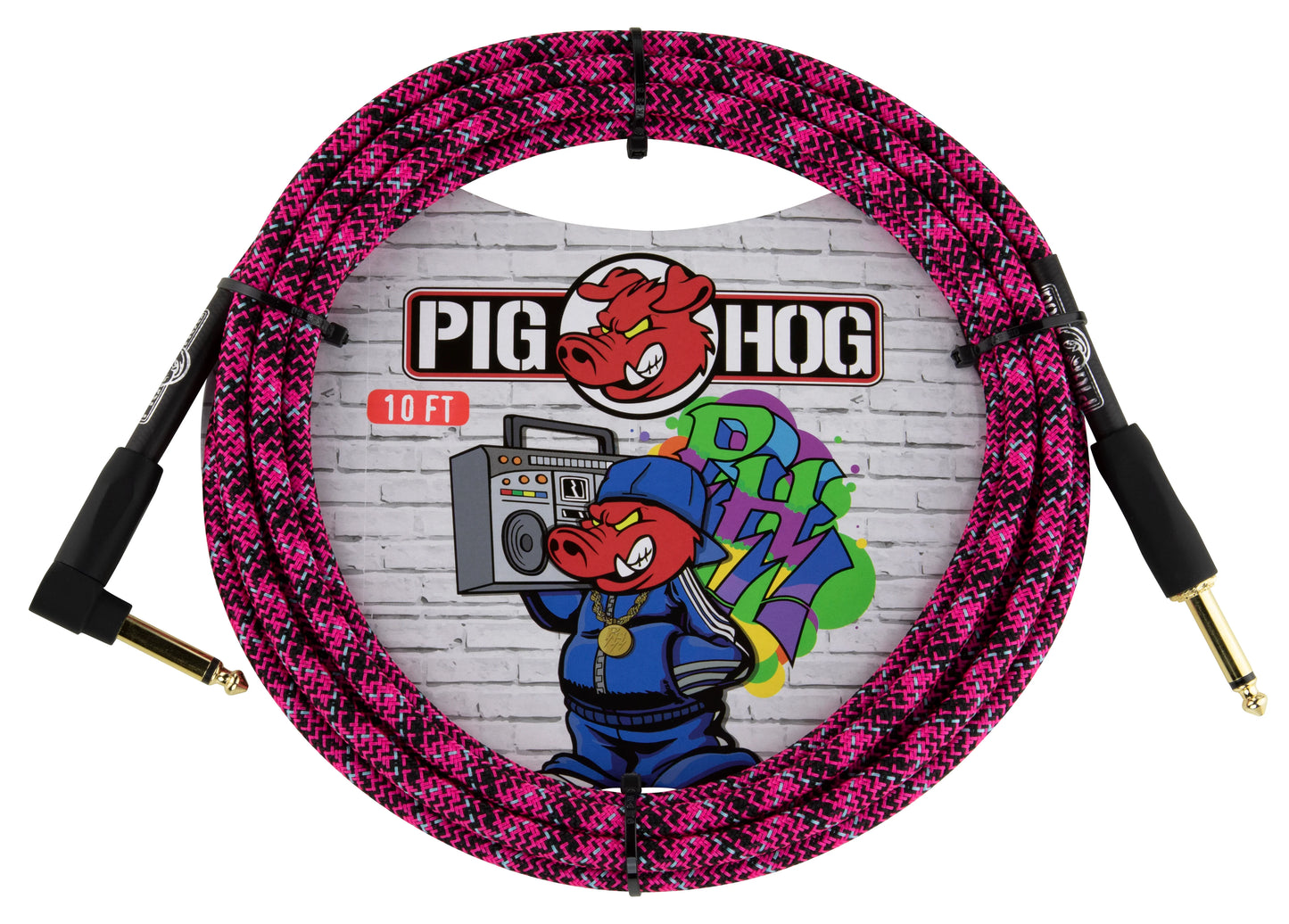Pig Hog 10ft Braided Woven Cable (Assorted Colours)