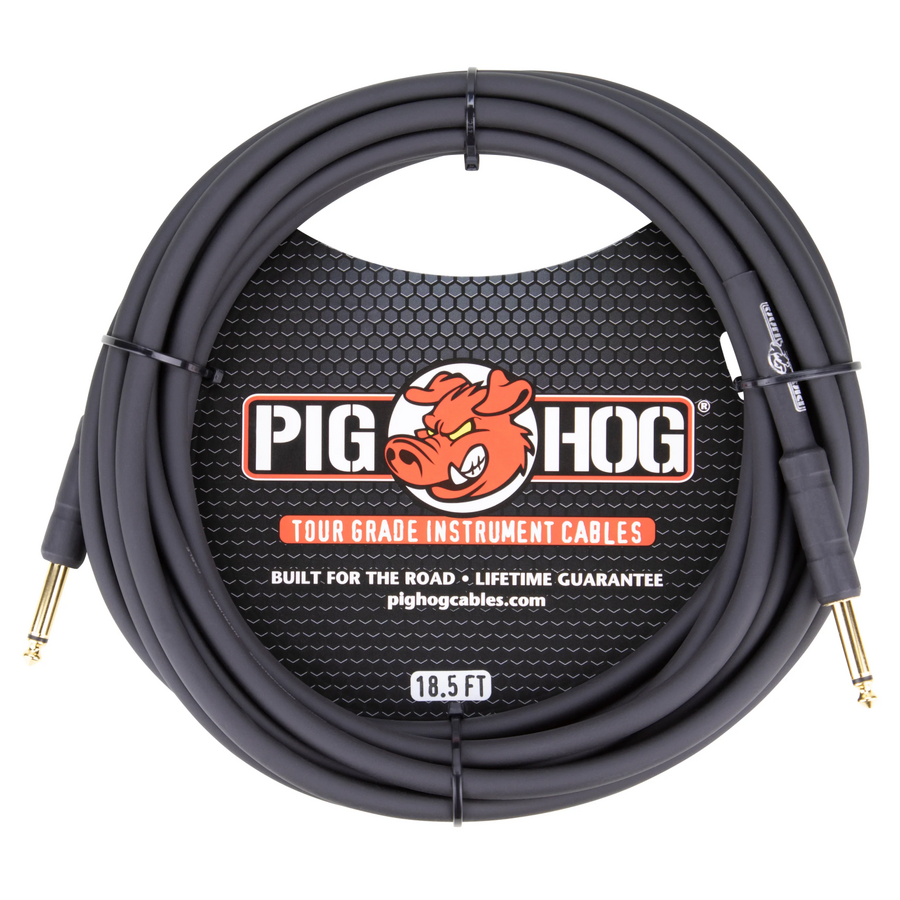 Pig Hog PH186 Straight to Straight 18.5ft 1/4 - 1/4 8mm Instrument Cable