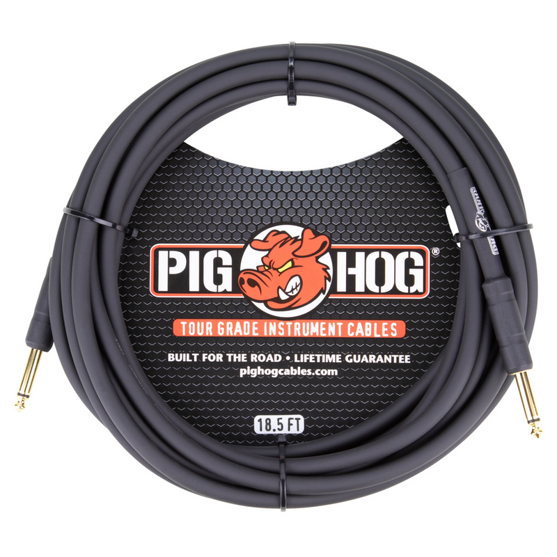 Pig Hog PH186 Straight to Straight 18.5ft 1/4 - 1/4 8mm Instrument Cable