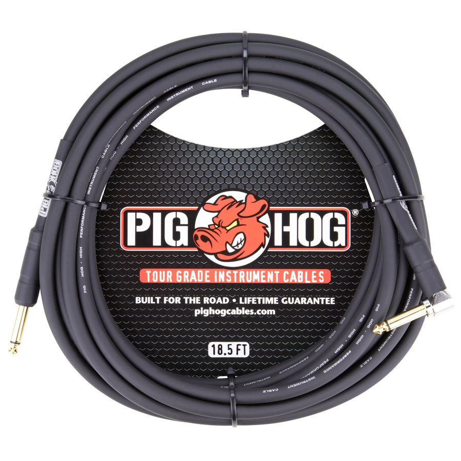 Pig Hog PH186R 18.5ft 1/4 - 1/4 Right angle 8mm Instrument Cable