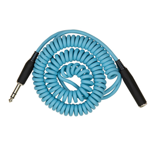 Pig Hog PHEX14-25DB Hex Series Coiled Headphone Extension Cable, 1/4″ – 25ft – Daphne Blue