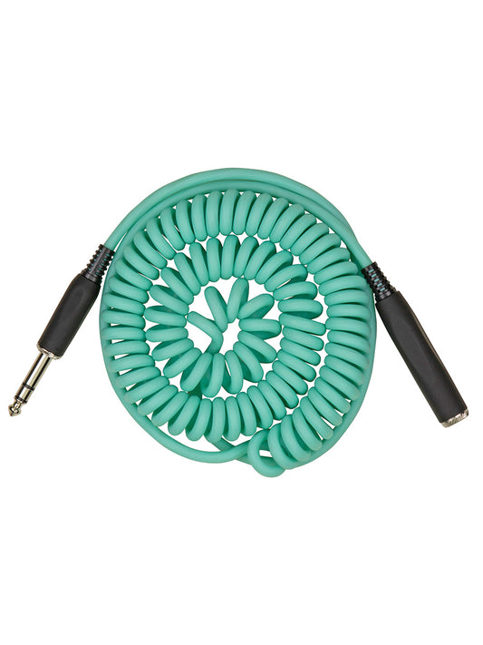 Pig Hog PHEX14-25SG Hex Series Coiled Headphone Extension Cable, 1/4″ – 25ft – Seafoam Green