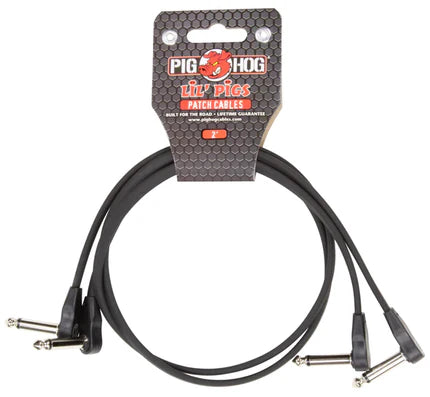 Pig Hog Lil' Pigs Low Profile PHLSK2BK 2' Black Patch Cables (2 Pack)