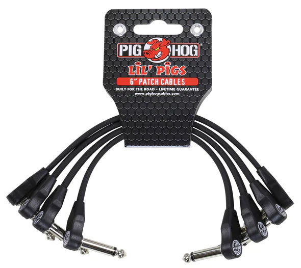 Pig Hog Lil' Pigs 6" PHLSK6BK0 Black Patch Cables (4 Pack)