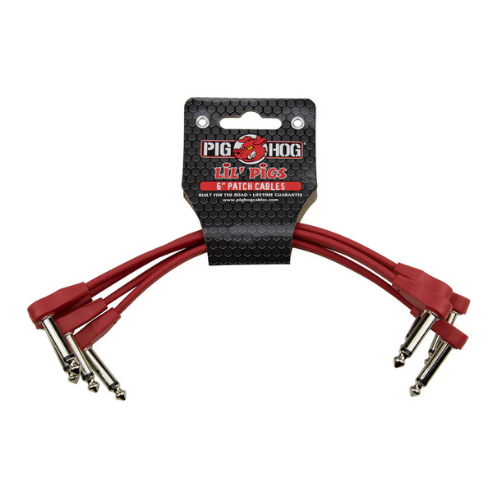 Pig Hog PHLSK6CA Lil' Pigs 6" Candy Apple Red Patch Cables (4 Pack)