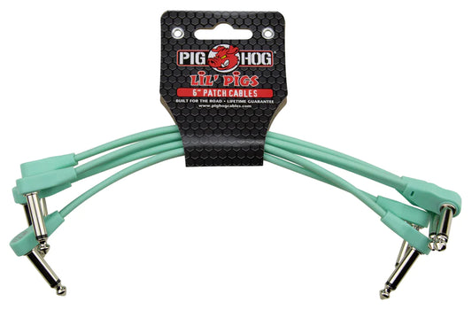 Pig Hog Lil' Pigs 6" PHLSK6SG Seafoam Green Patch Cables (4 Pack)