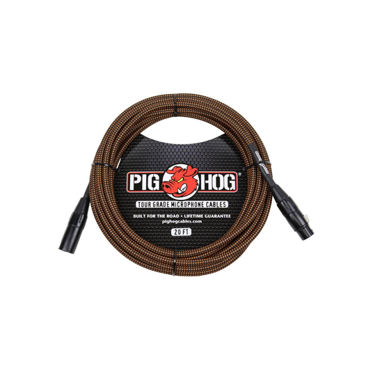 Pig Hog PHM20ORG Black & Orange Woven Mic Cable, 20ft XLR