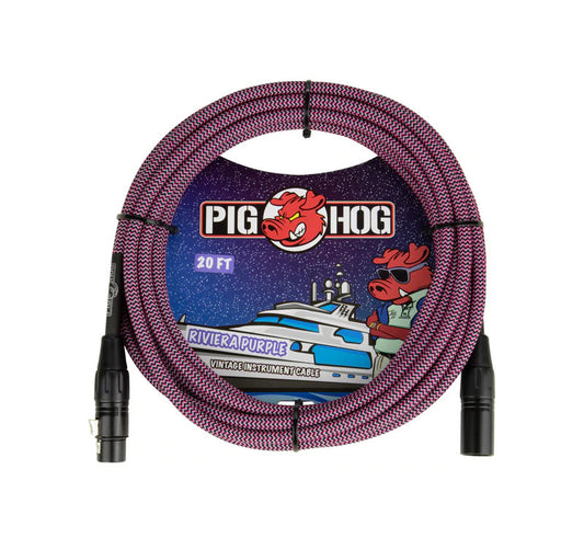 Pig Hog PHM20RRP Riviera Purple Woven Mic Cable, 20ft XLR