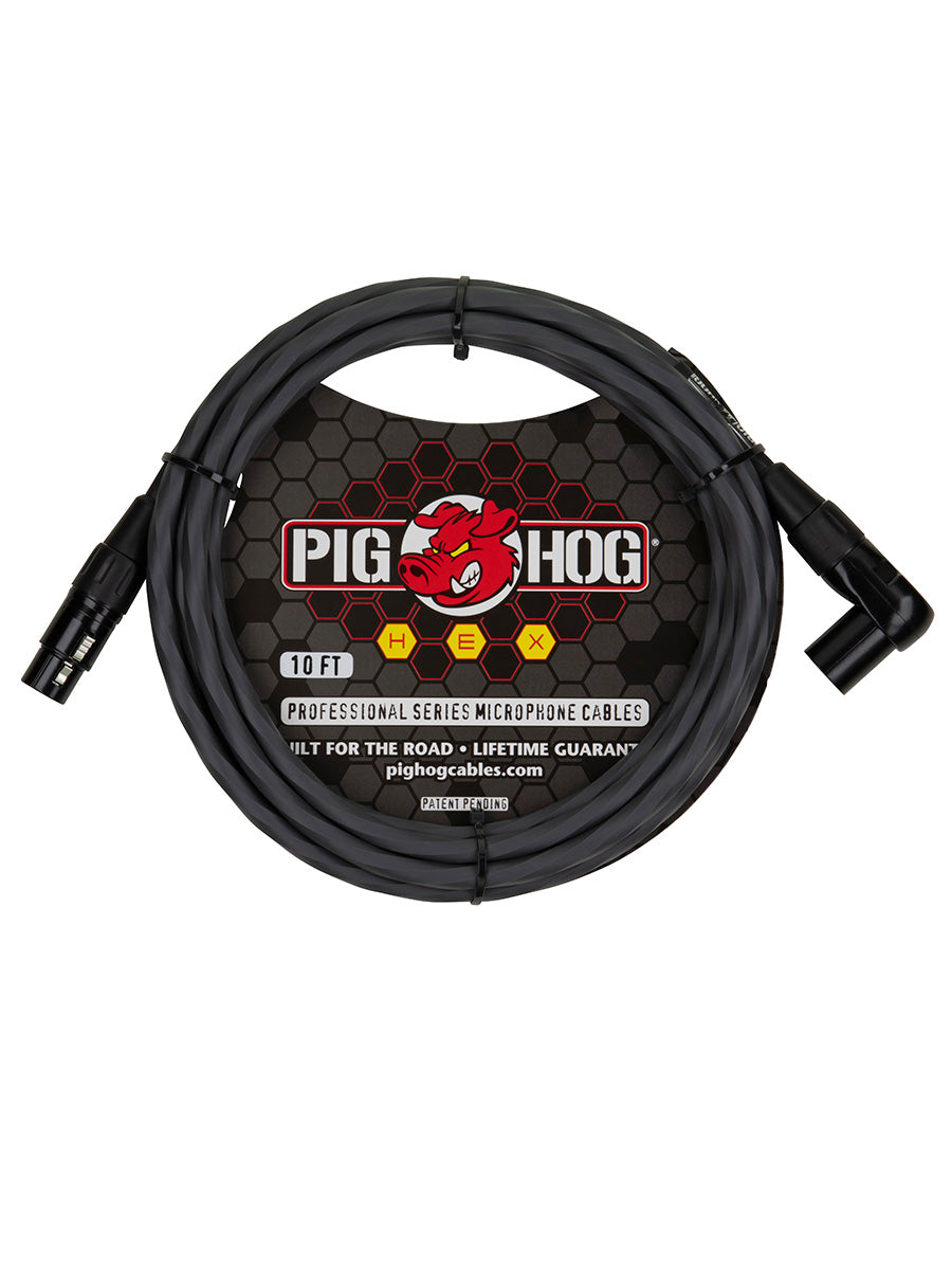 Pig Hog PHMH10GRR Right Angle Hex Core XLR Grey
