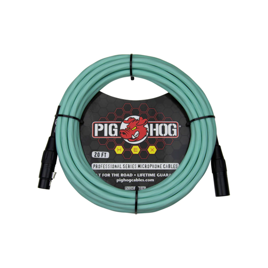 Pig Hog PHMH20SG Hex Series Mic Cable, 20ft – Seafoam Green