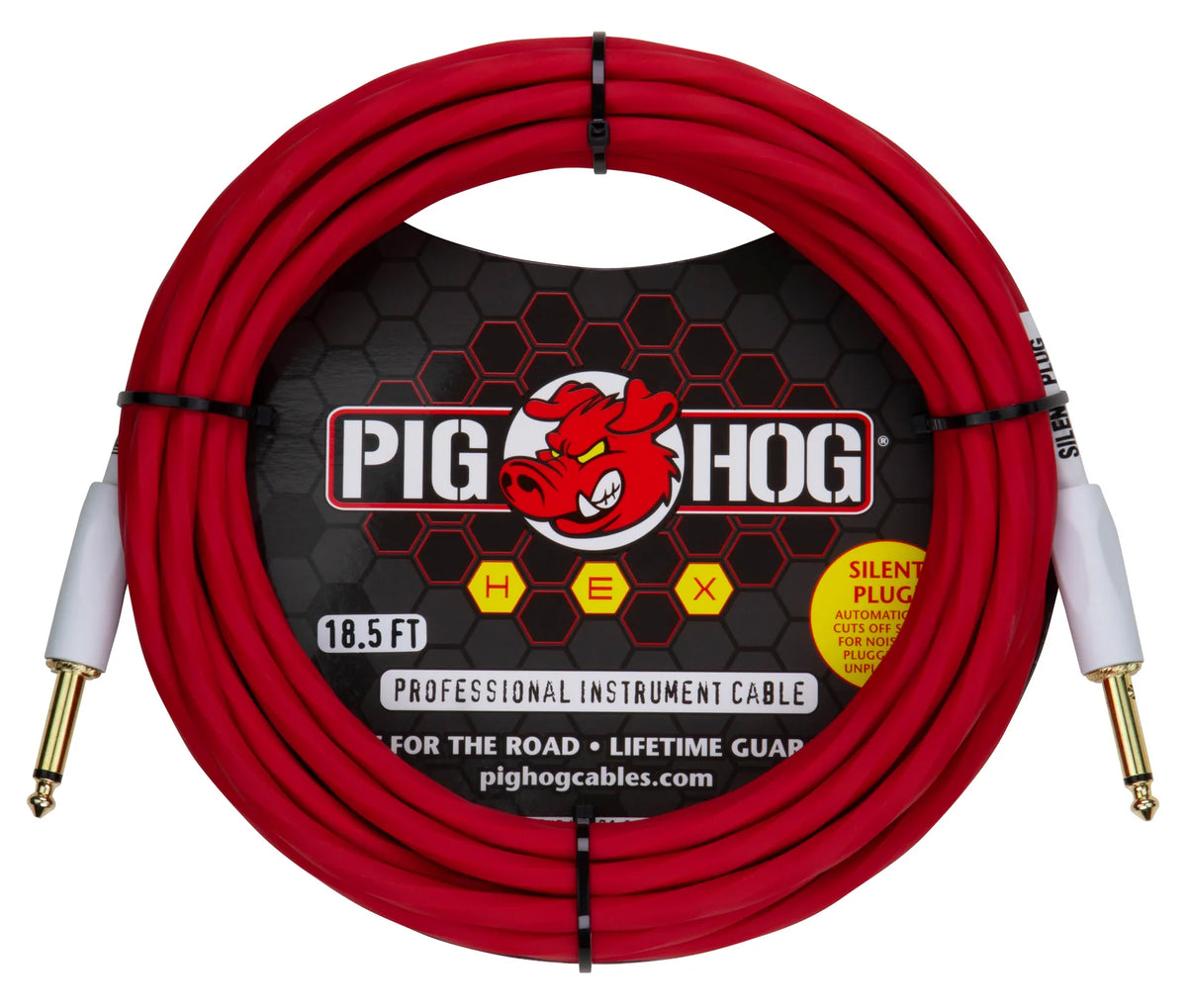 Pig Hog PHSH186CA Hex Series Silent Cable 18.6 ft in Candy Apple Red