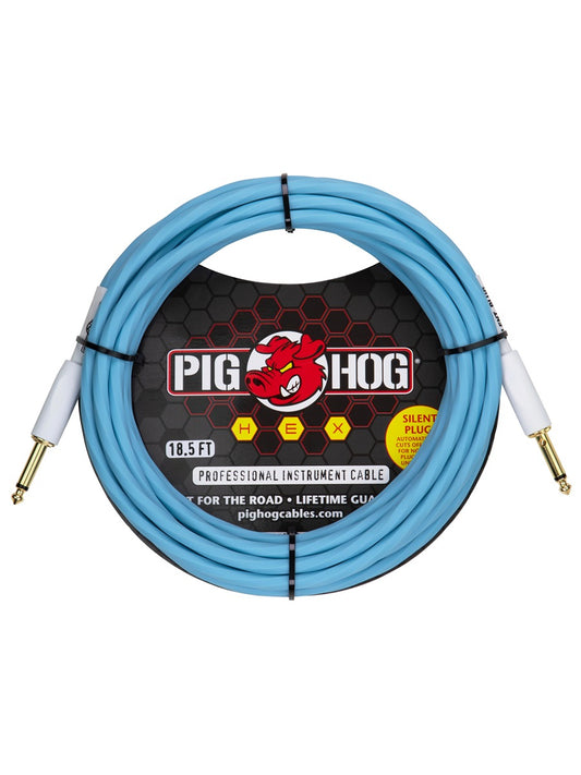 Pig Hog PHSH186DB Hex Series Silent Cable 18.6 ft Daphne Blue