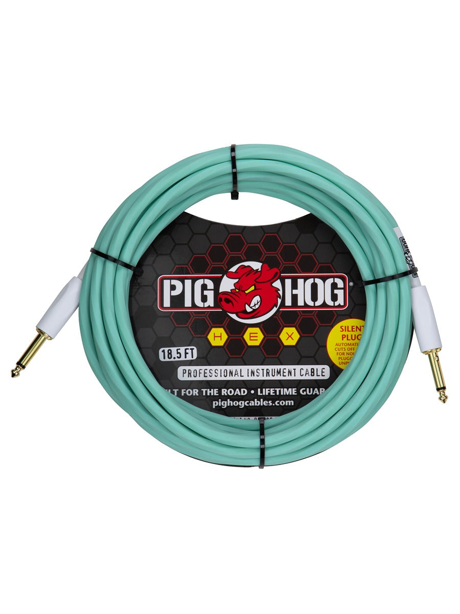 Pig Hog PHSH186SG Hex Series Silent Cable 18.6 ft Seafoam Green