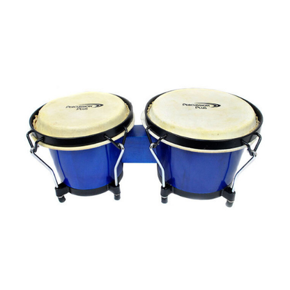 Percussion Plus PPB3BLUE 6 & 6-3/4" Wooden Bongos in Gloss Blue Lacquer Finish in Bongo Bag