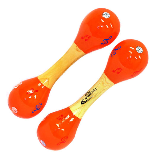 Percussion Plus PPM27YORANGE Double-ended Wooden Maracas in Orange & Natural
