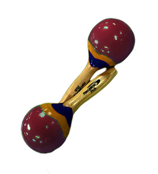 Percussion Plus PPM7ARED Wooden Mini Maracas in Red & Patterned Finish