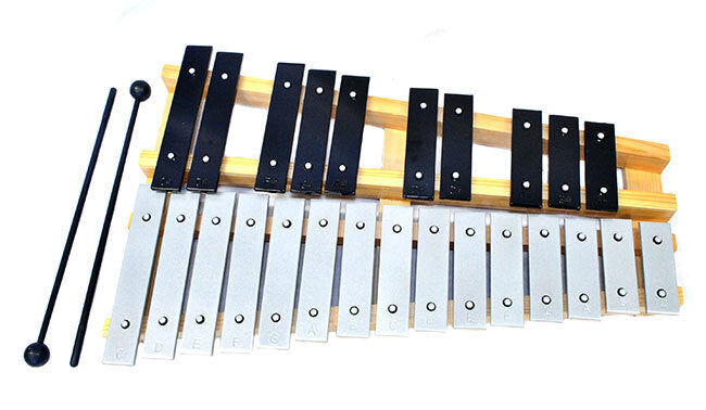 Percussion Plus PPTL25B 25-Note Glockenspiel in Black Wooden Case