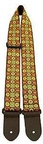Perris PS6093 2" Jacquard Ribbon Sewn Guitar Strap with Leather ends