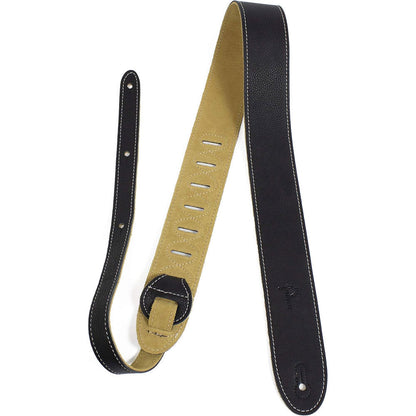 Perris PS6552 2" Black Deluxe Soft Italian Leather Guitar Strap with Super Soft Suede backing