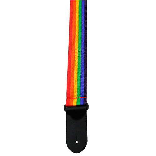 Perris PS6757 2" Poly Pro Guitar Strap in Rainbow with Black Leather ends